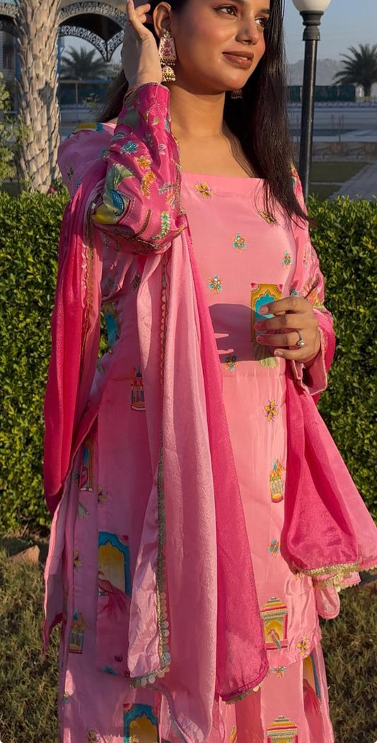 Petal Blush Sharara Suit Set | Designer Festive Wear Sharara Set